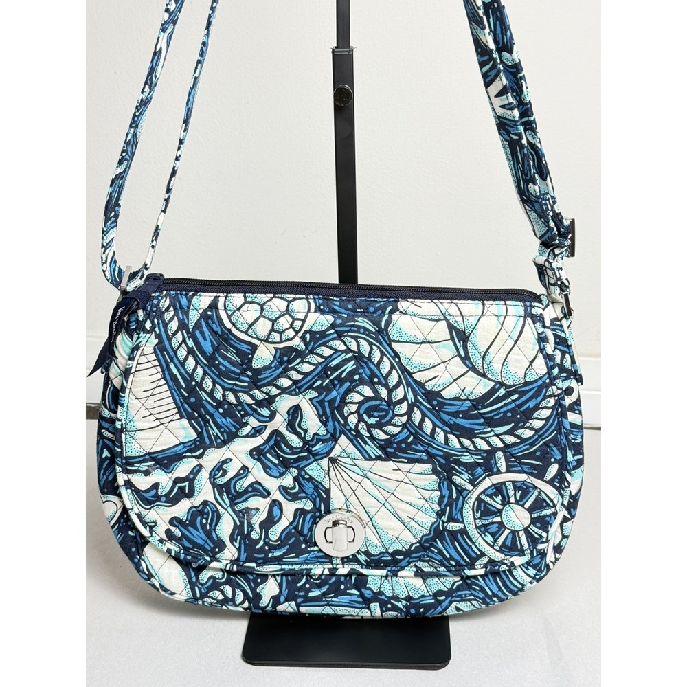 NWOT Vera Bradley Shore Enough Saddle Crossbody Bag Nautical Beachy Sailor Read